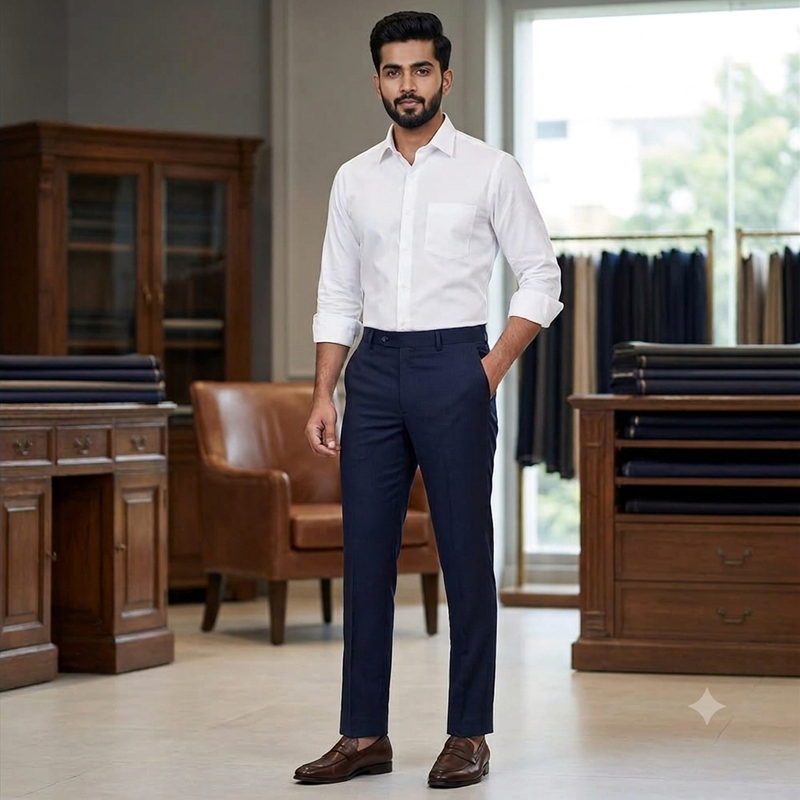 Trouser Fabric Raymond PV Dobby Colour Dark Blue