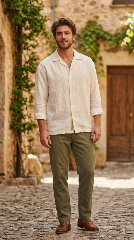 Shirt Fabric Raymond Linen Cotton Plain Colour Ash Brown