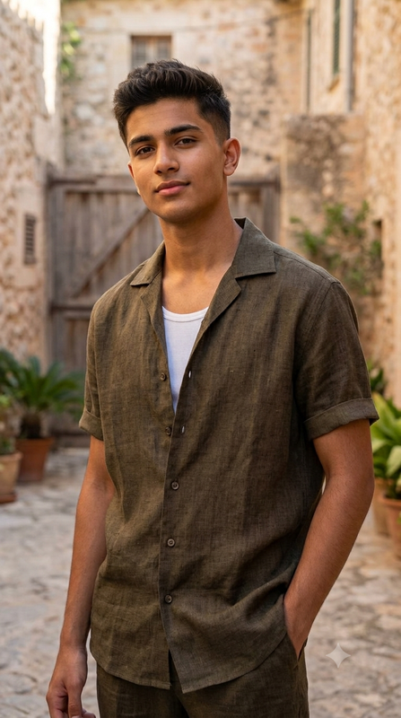 Shirt Fabric Raymond Pure Linen Plain Colour Coffee Brown