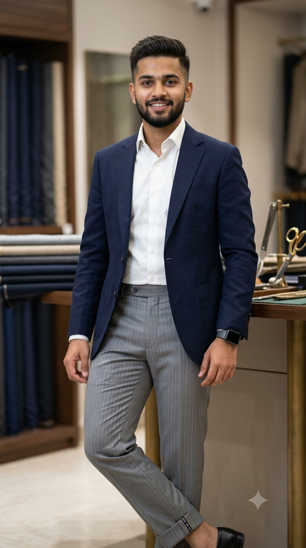 Raymond Exotic Premium Super 110s Count 52% wool Chalk stripe Suiting Fabric Colour Silver Grey