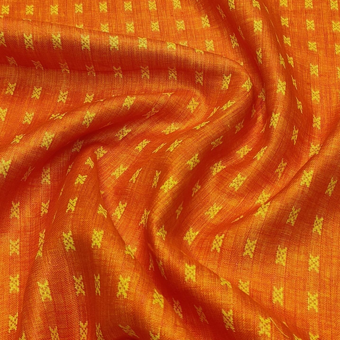 Solino 100% linen jackqurad Shirt Fabric Colour Orange