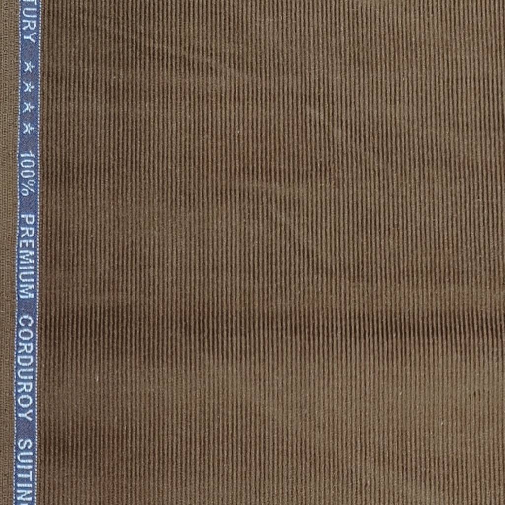Birla Century Men's Premium Pure Cotton stretchable Courdray trouser Fabric colour Brown