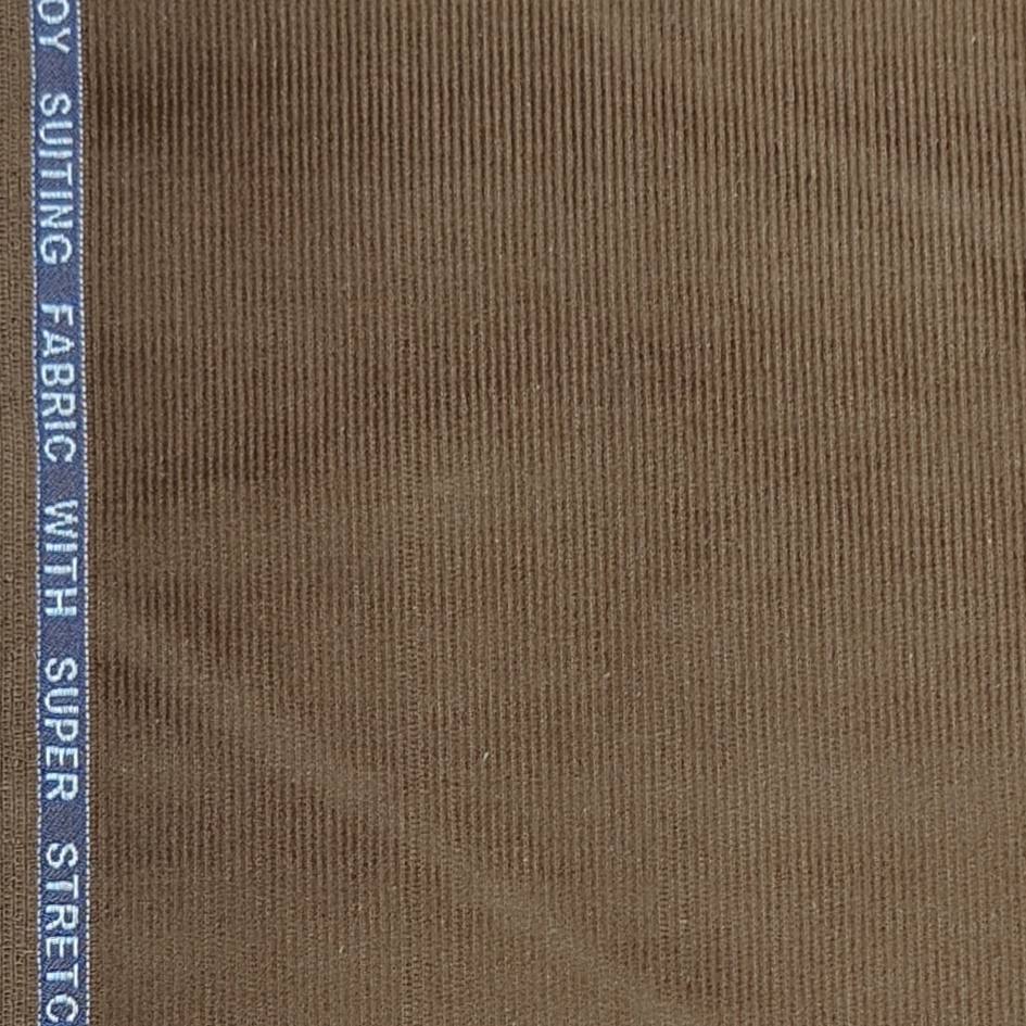 Birla Century Men's Premium Pure Cotton stretchable Courdray trouser Fabric colour Brown