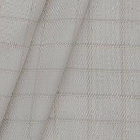 Raymond Men's Polyester Viscose Check Trouser Fabric Colour Light Cream