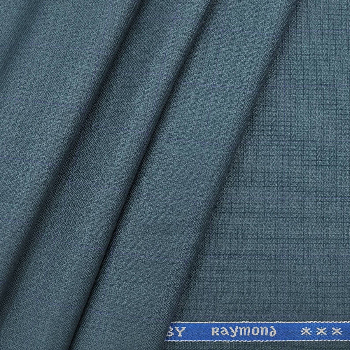 Raymond Men's Polyester Viscose Check Trouser Fabric Colour Peacock Green