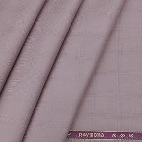 Raymond Men's Polyester Viscose Check Trouser Fabric Colour Purly pink