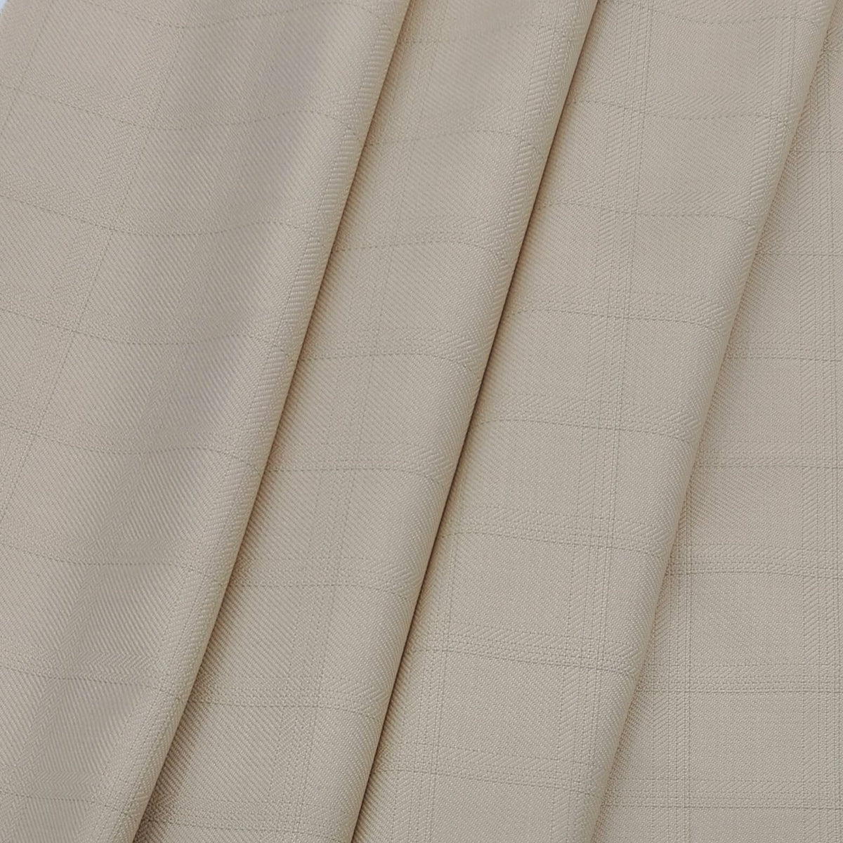 Raymond Men's Premium Polyester Viscose Check Unstitched Pant Fabric(Cream)