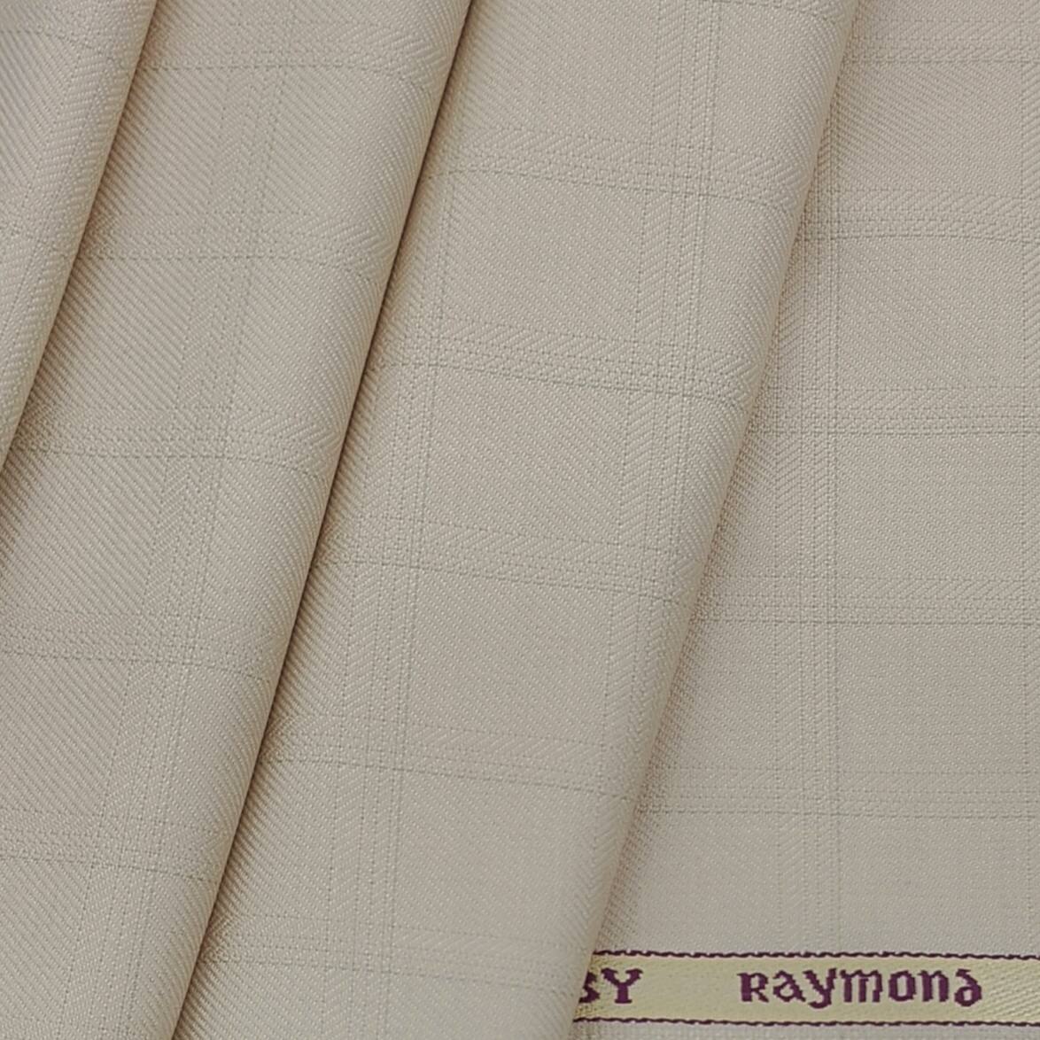 Raymond Men's Premium Polyester Viscose Check Unstitched Pant Fabric(Cream)