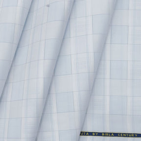 Birla Century Premium Giza cotton Check Shirt Fabric colour blue