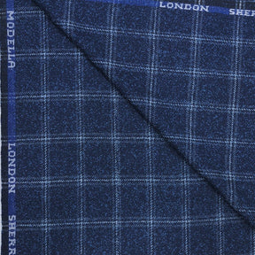 Modella Men’s Acrylic Checks Unstitched Faux Tweed Blazer Fabric (Blue)