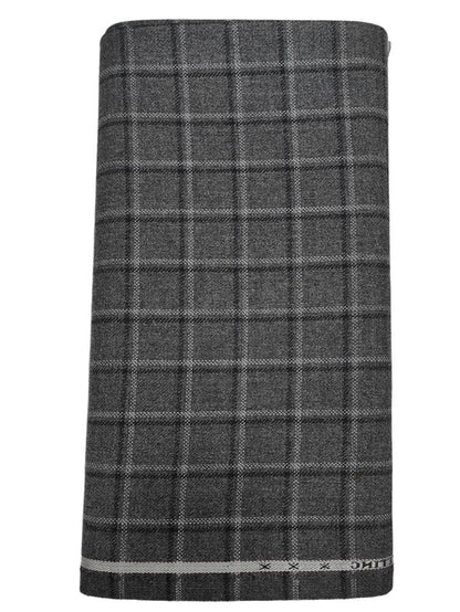 Raymond Wool Blended Check Tweed Blazer Fabric Colour Dark Grey