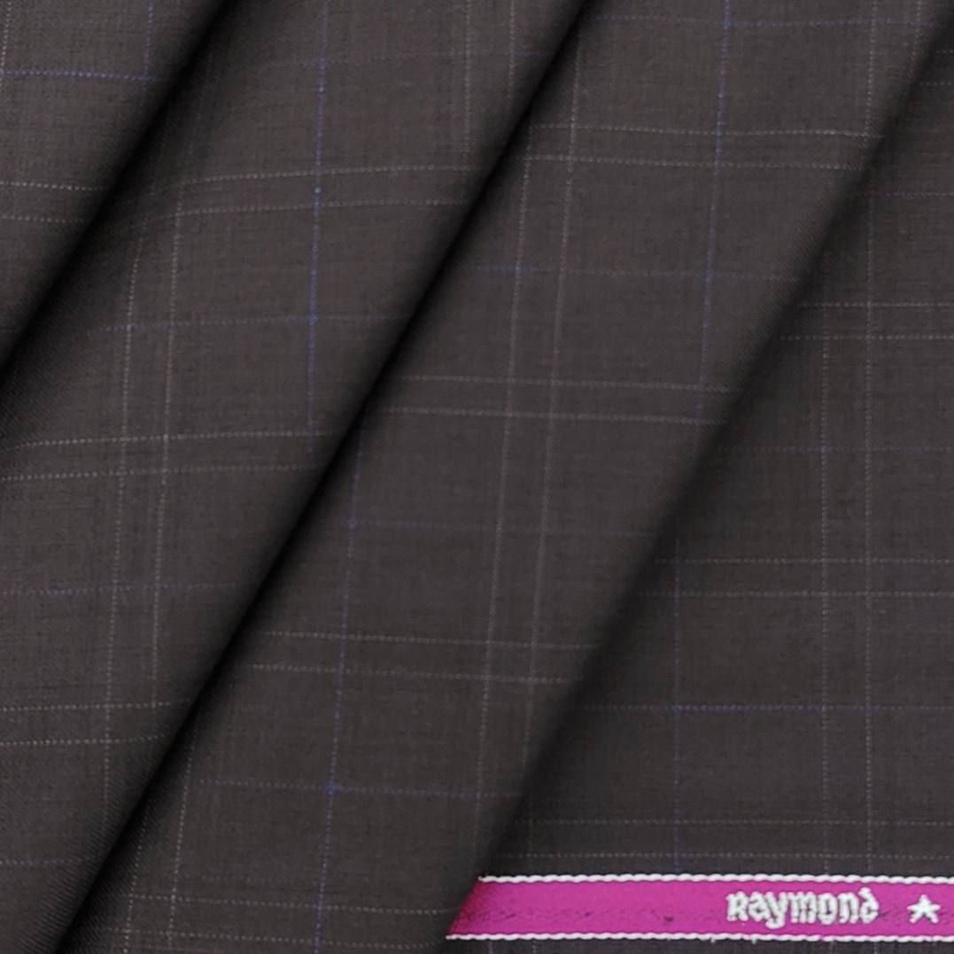 Raymond Men's Polyester Viscose Fine Count Check Unstitched Suiting Fabric(Dark Brown)