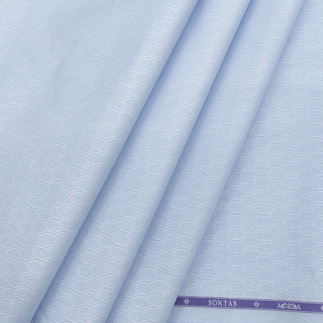 Soktas Premium cotton fine jacquard shirt fabric colour Blue check