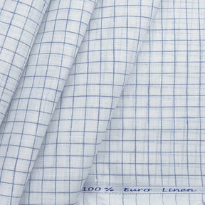 Solino 100% linen 80 lea Light Blue Checks Shirt Fabric