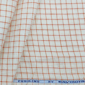 Raymond 100% linen Check Shirt Fabric Colour Brown