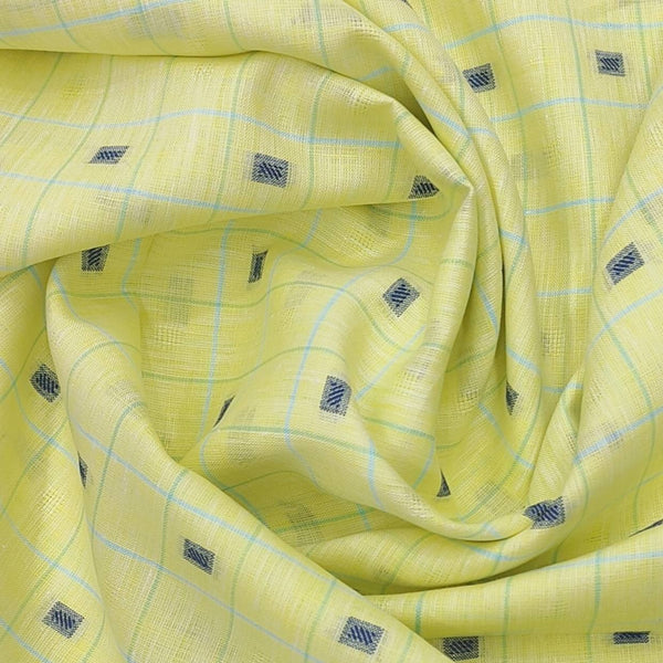 Solino Men's 60 Lea Pure Linen Jacquard Butta Shirt Fabric Colour Yellow