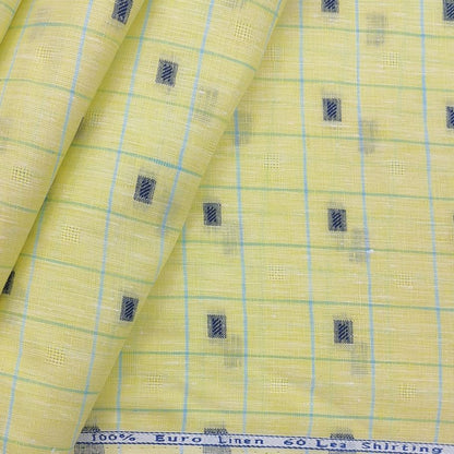 Solino Men's 60 Lea Pure Linen Jacquard Butta Shirt Fabric Colour Yellow