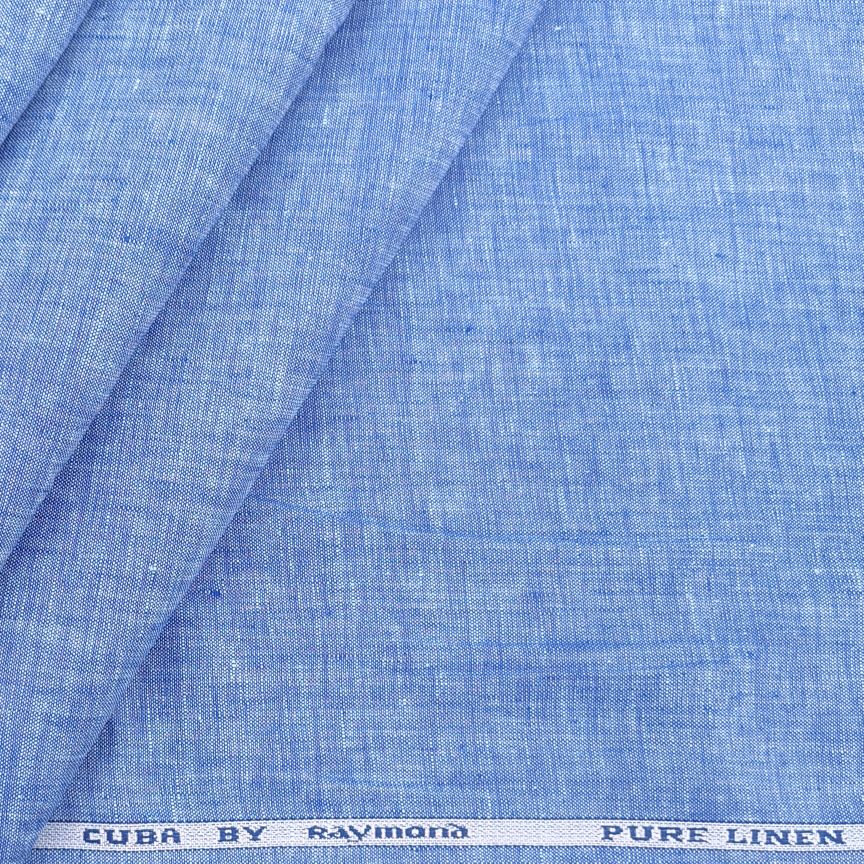 Raymond Pure linen Plain Shirt Fabric (blue)
