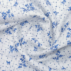 Solino Men's 60 Lea Pure Linen  Printed Shirt Fabric Colour White and blue