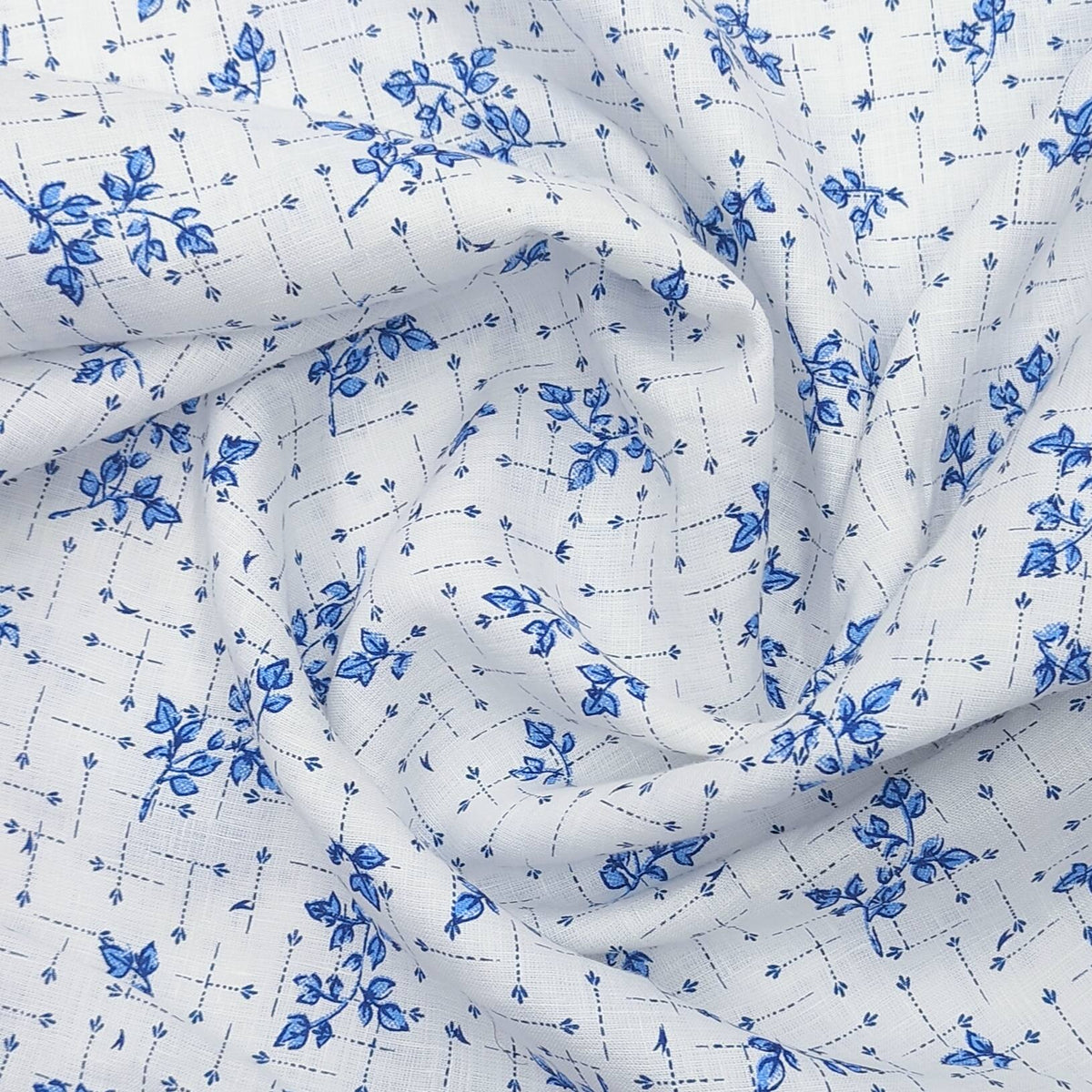 Solino 100% linen 60lea White printed Shirt Fabric