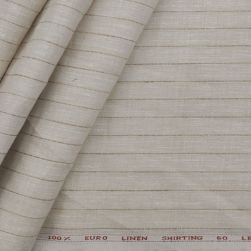 Solino 100% linen 60 lea Pin lining Brown Shirt Fabric
