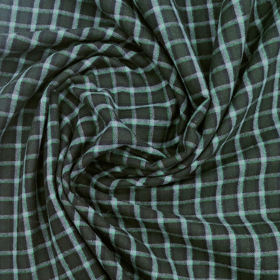 Raymond Cots Wool Checks Warm Shirt Fabric Colour Dark Green
