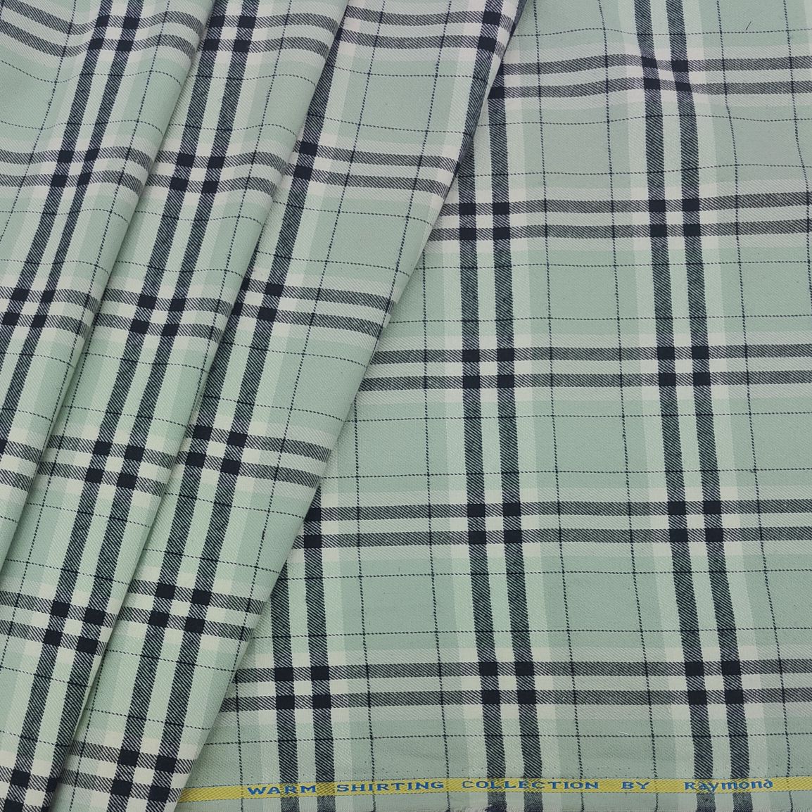Raymond Cots Wool Checks Warm Shirt Fabric Colour Light Green