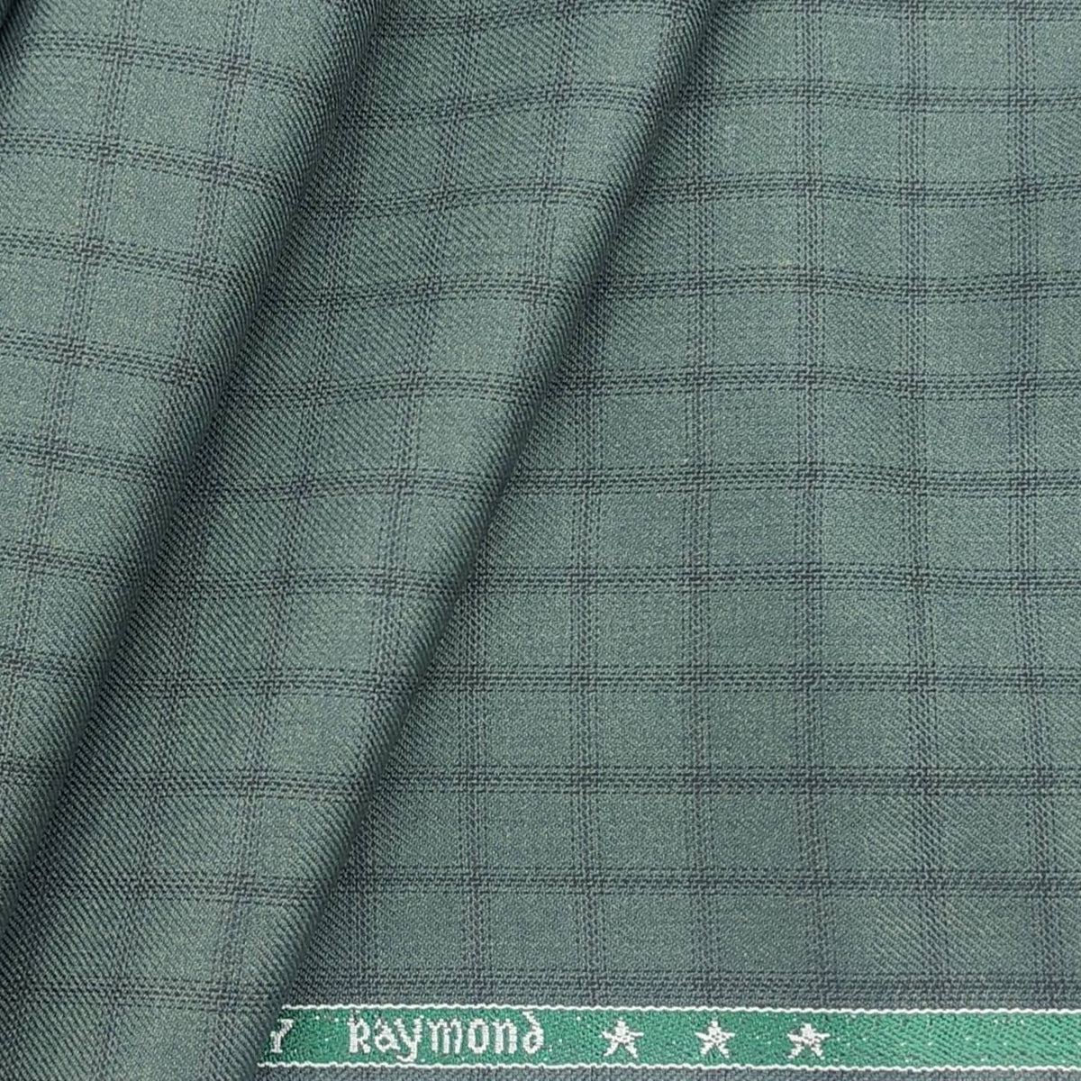 Raymond Men's Premium Polyester Viscose Check Unstitched Pant Fabric(Green)