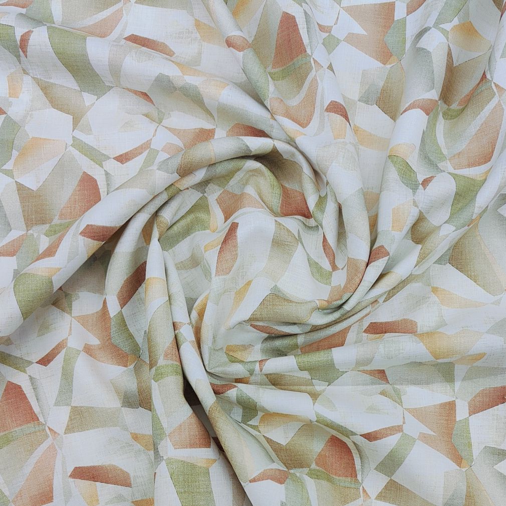 Linen Club Men’s Cotton Linen Digital Printed Unstitched Shirting Fabric (Brown n Green)