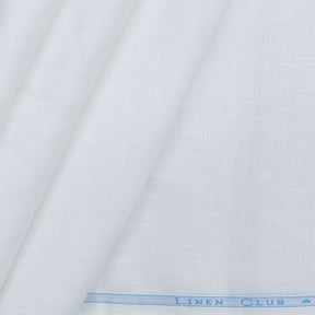 Linen Club Men’s Pure Linen 50 LEA Solids Unstitched Shirting Fabric (White)