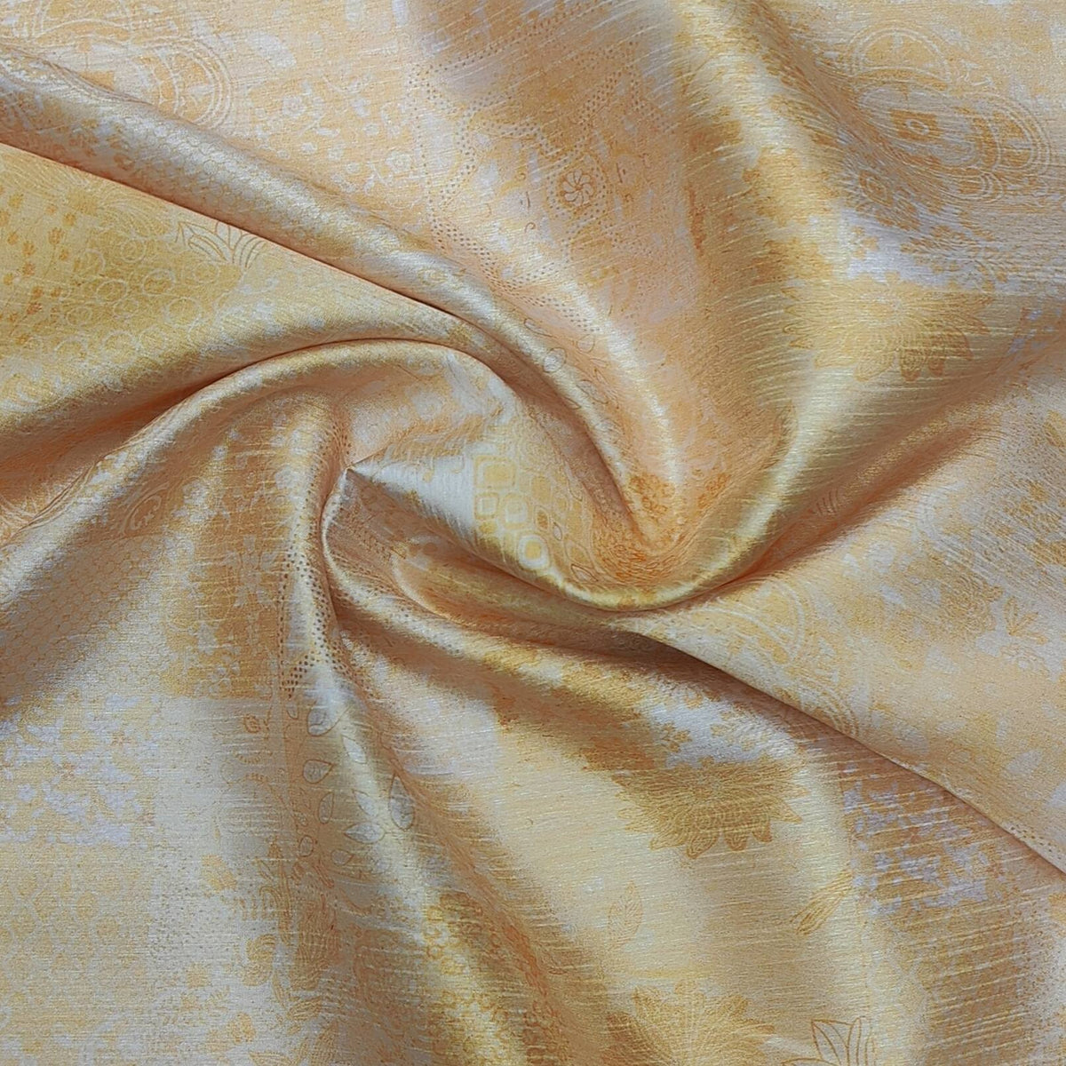 Mantire Men's Premium Raw Silk Digital print Kurta Pyjama Fabric (yellow)