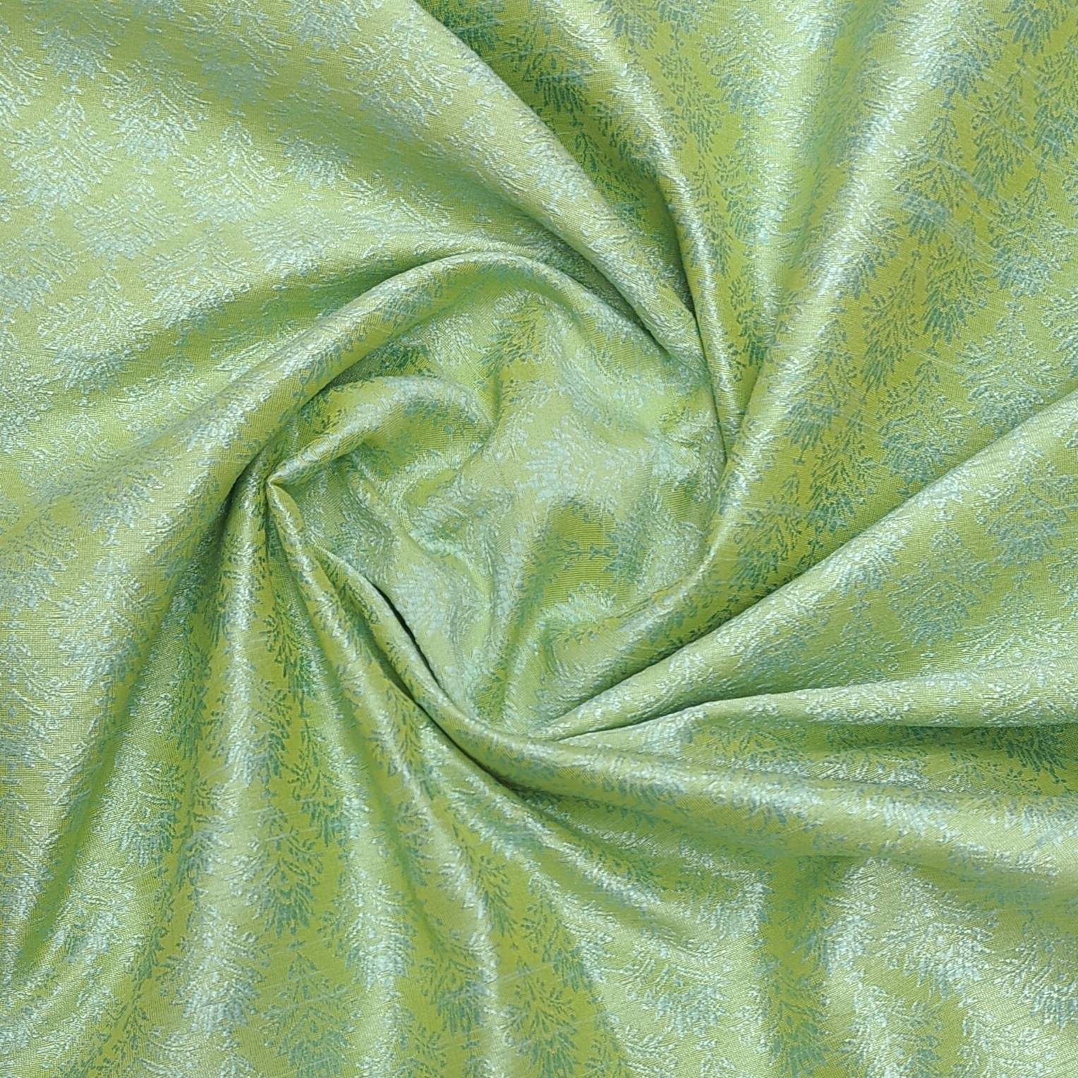 Mantire Men's Premium Raw Silk jackqurad Kurta Pyjama Fabric (Green)