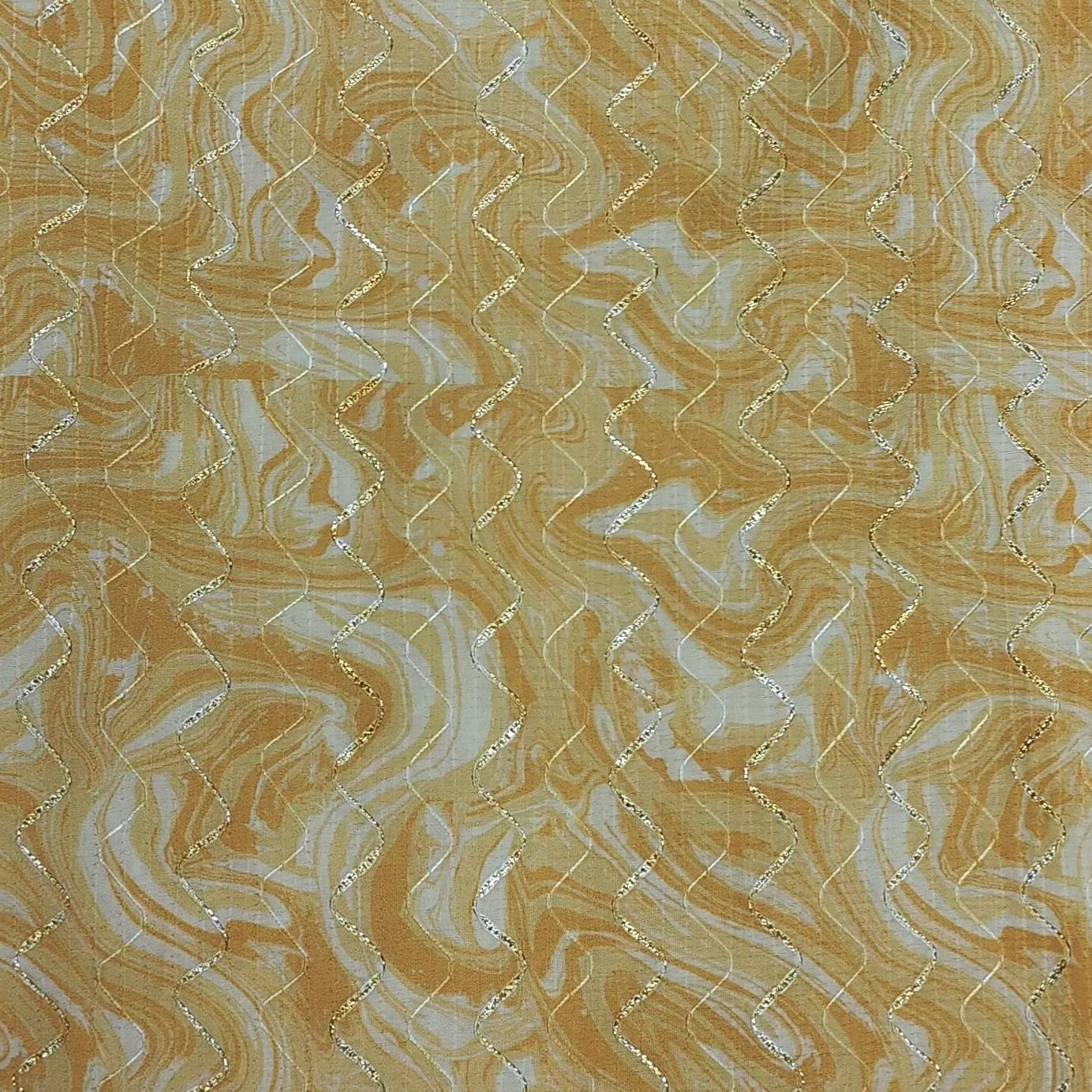 Mantire Men's Premium Raw Silk Digital print Kurta Pyjama Fabric (Yellow)