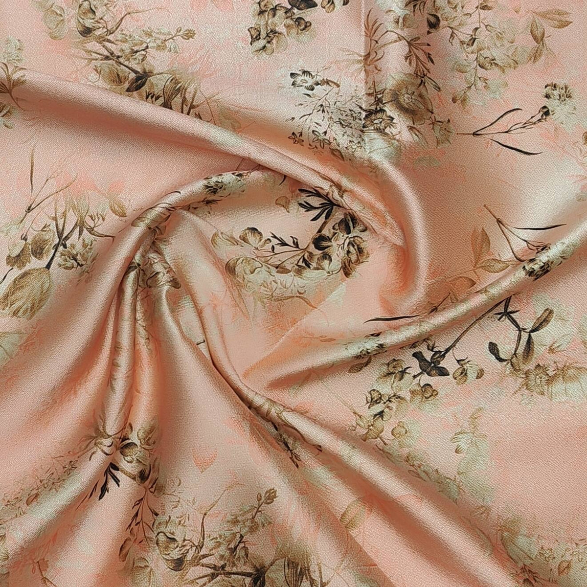 Mantire Men's Premium Raw Silk digital print Kurta Pyjama Fabric (peach)