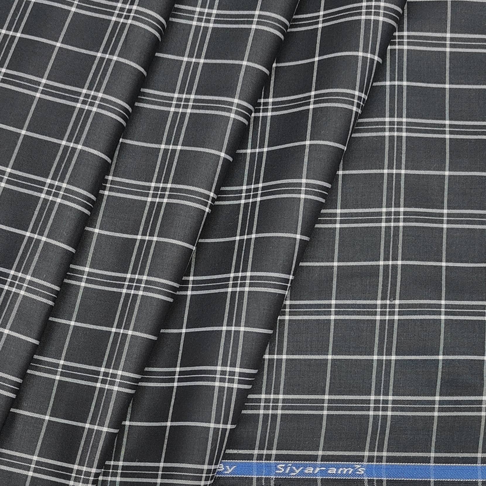 Siyaram Men's Polycotton Premium Soft Check Shirt Fabric Colour Black