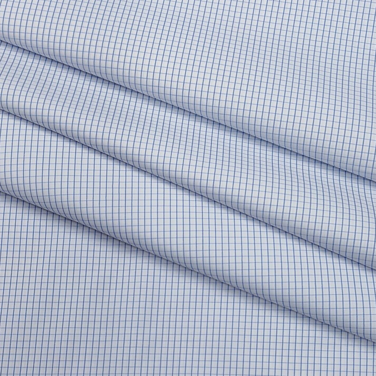 ManTire Men's formal Agean Blue Check Poly Cotton shirt fabric