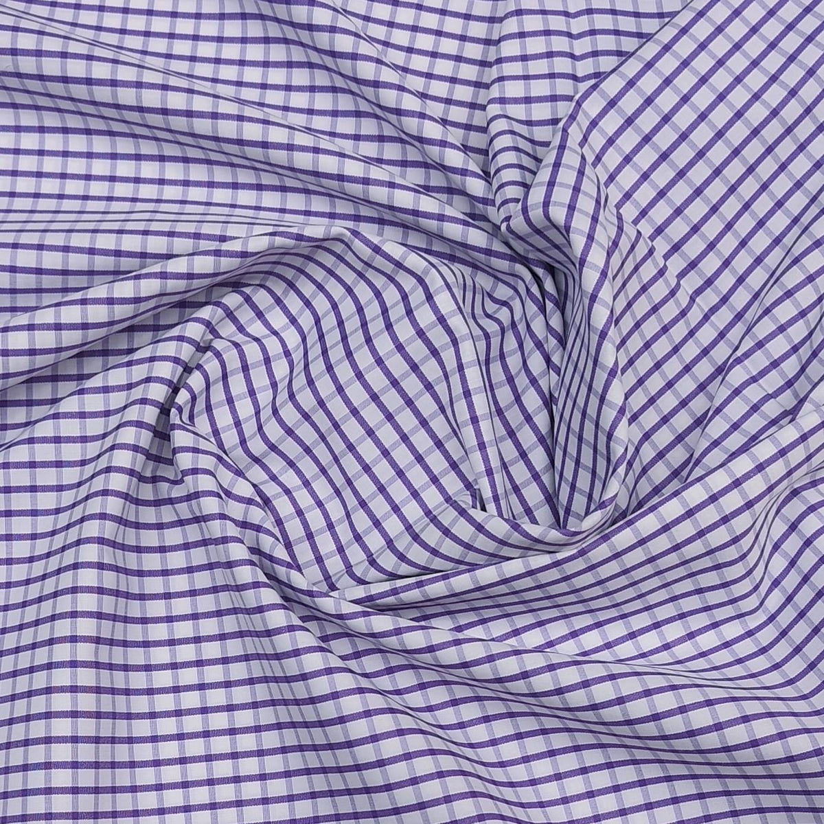 ManTire Men's formal Purple Check Poly Cotton shirt fabric