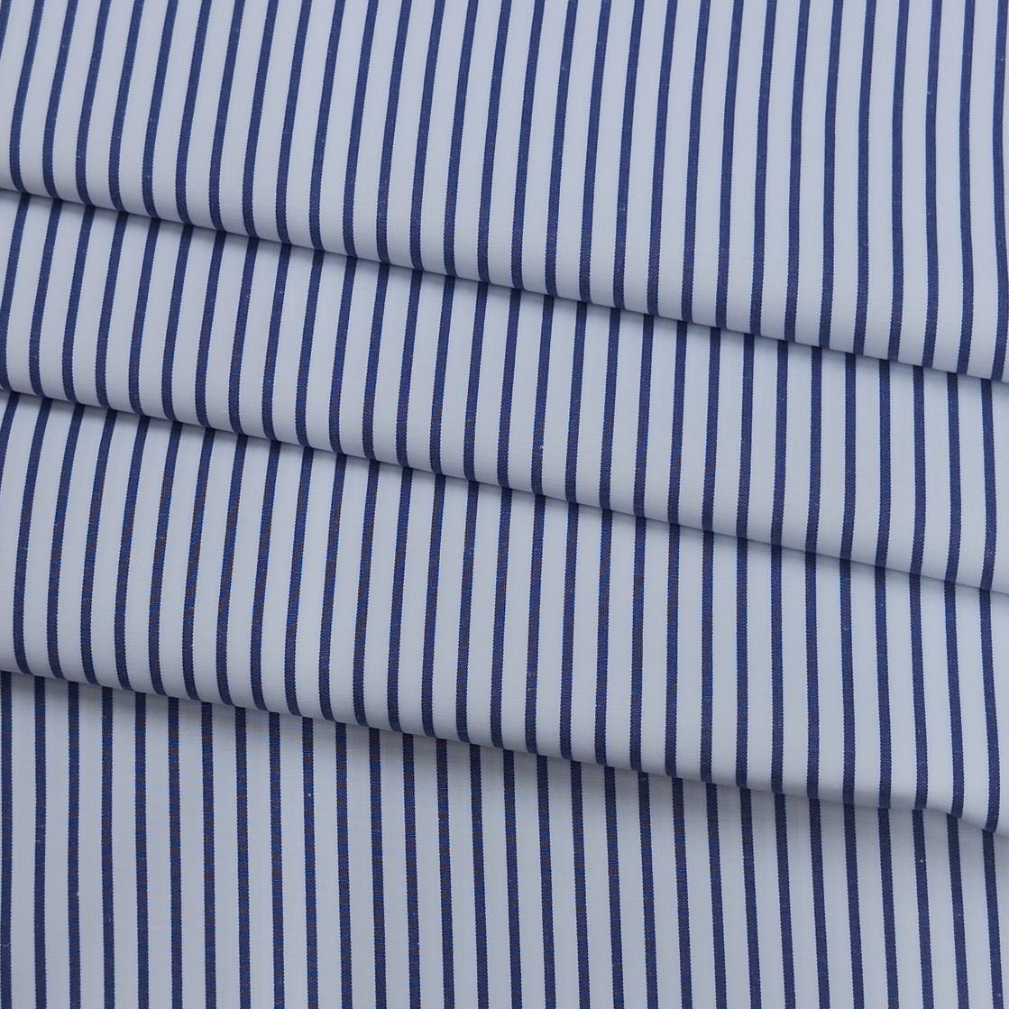 ManTire Men's formal Blue lining Poly Cotton shirt fabric
