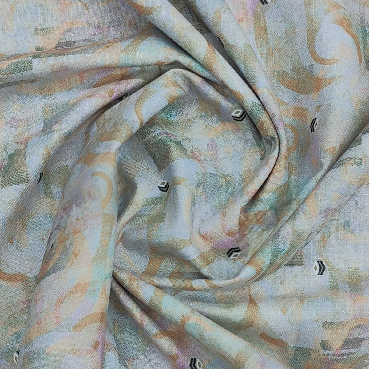 Mantire Men's Polyester cotton digital print Fabric for shirt & Kurta(Green)