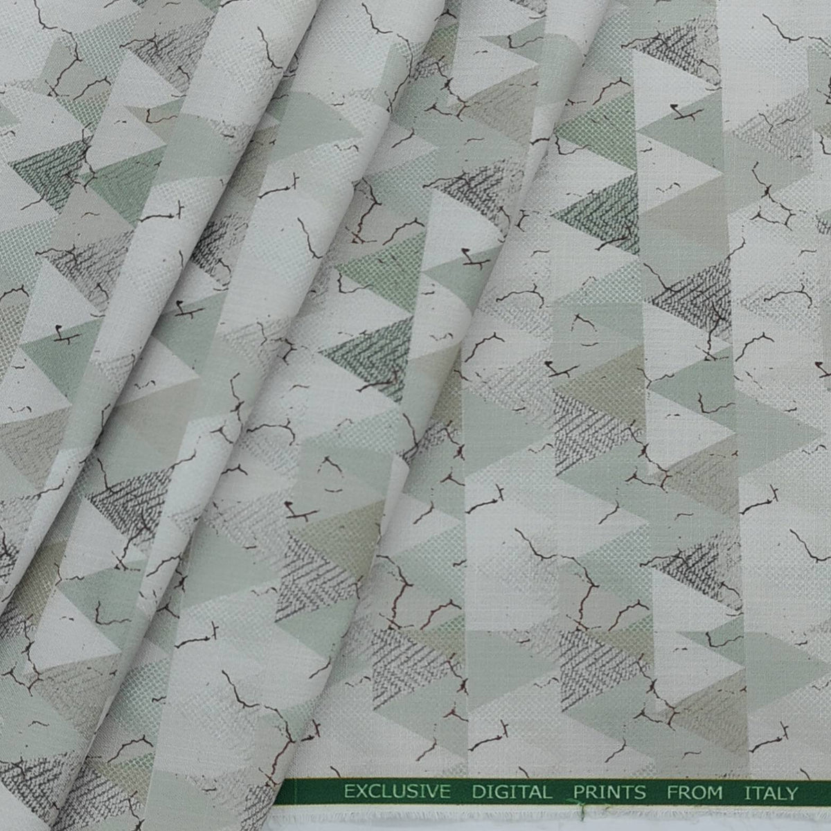 Mantire Men's Polyester cotton digital print Fabric for shirt & Kurta(Light green)