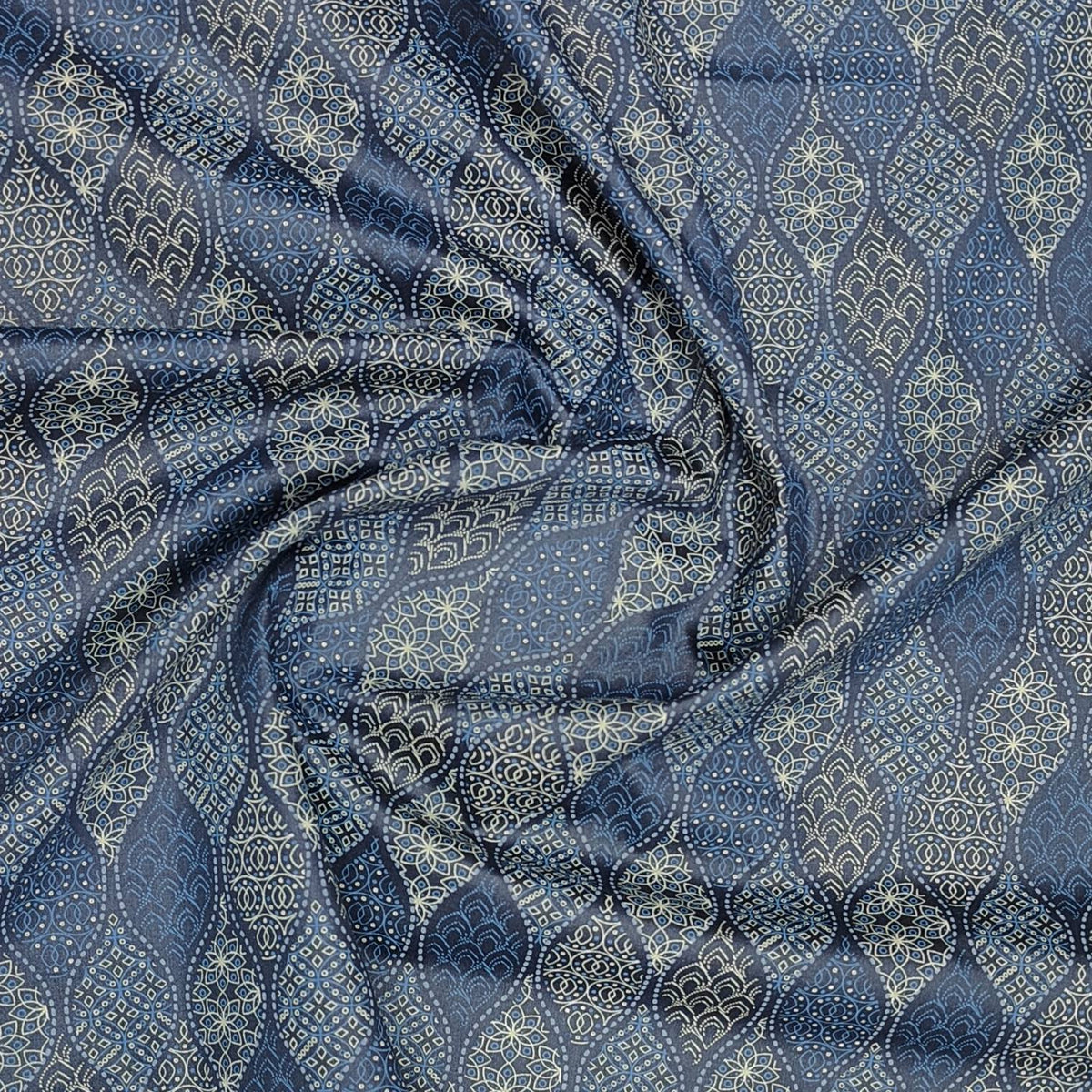 Mantire 100% cotton Premium Printed shirt Fabric Colour Dark Blue