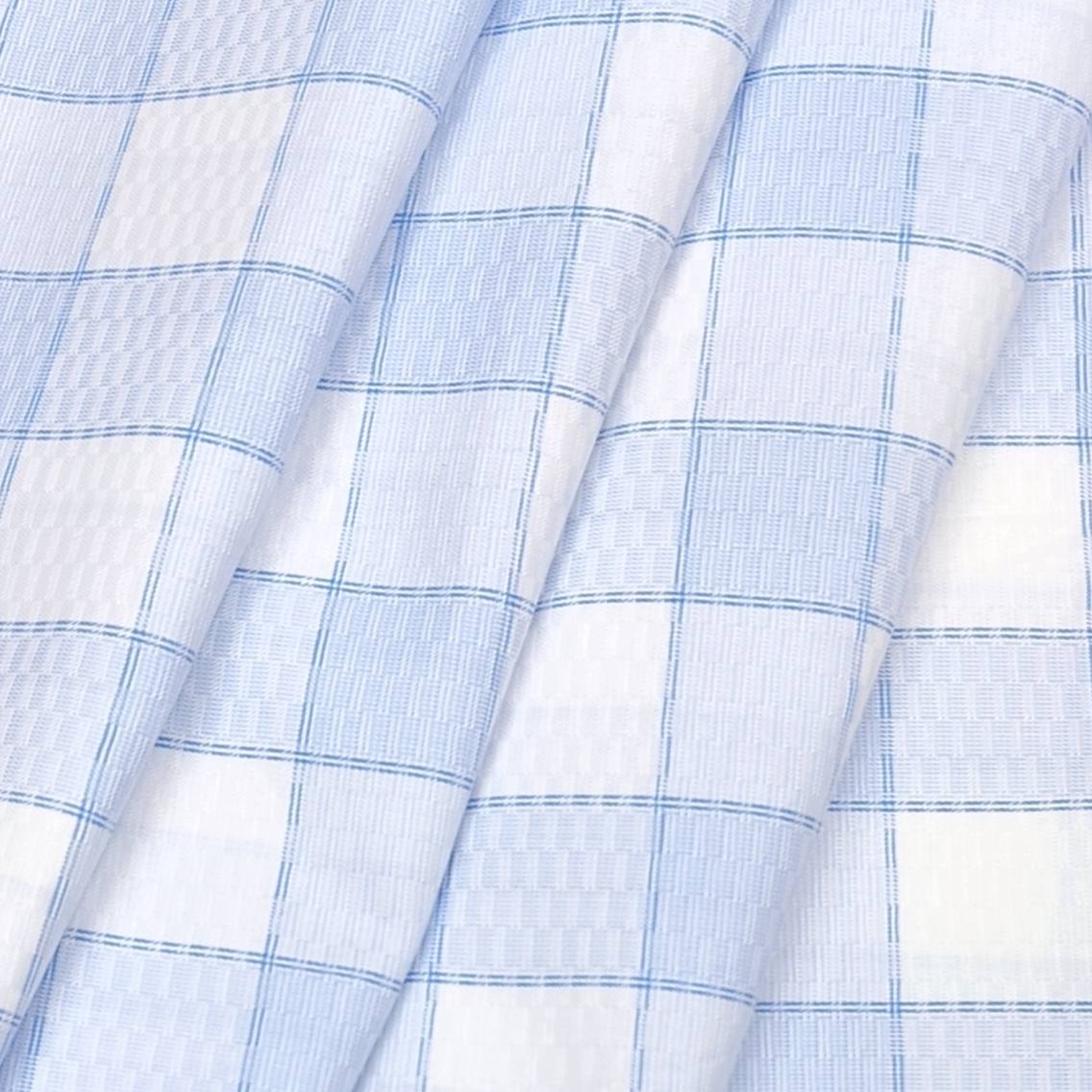 Birla Century 100% Cotton Premium Giza cotton check Shirt Fabric Colour Light Blue