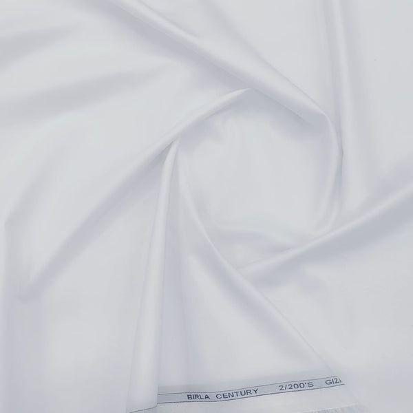 Shirt Fabric Birla Century 2/200 Finest Giza Cotton Plain White