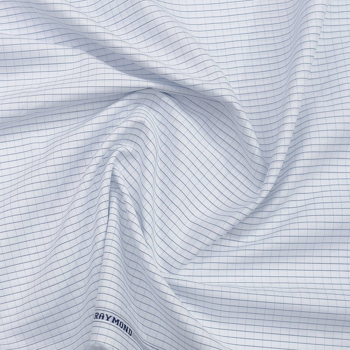 Raymond 100% Cotton Premium cotton Formal Small check Shirt Fabric Colour Blue