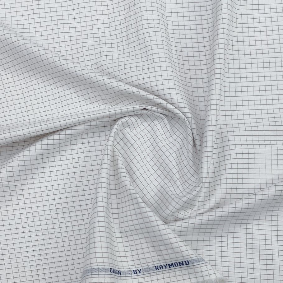 Raymond 100% Cotton Premium cotton Formal Small check Shirt Fabric Colour Brown