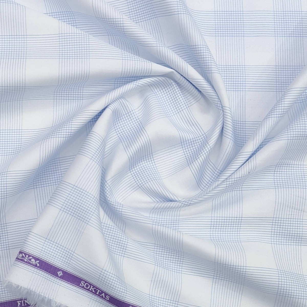 Soktas Premium cotton fine jacquard shirt fabric colour Blue