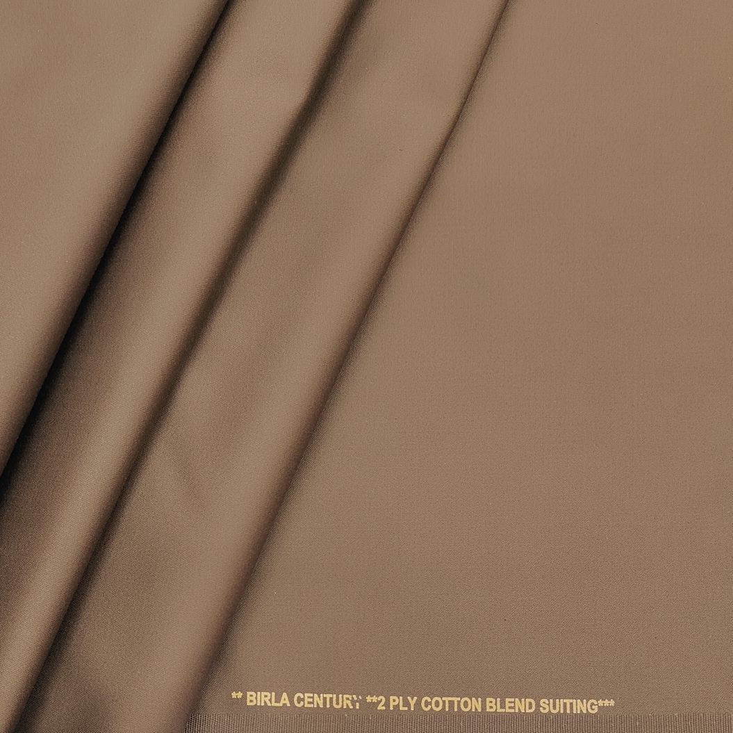 Birla Century Men's Pure Cotton Premium Stretchable Solid 2 ply Trouser Fabric (Colour Golden)