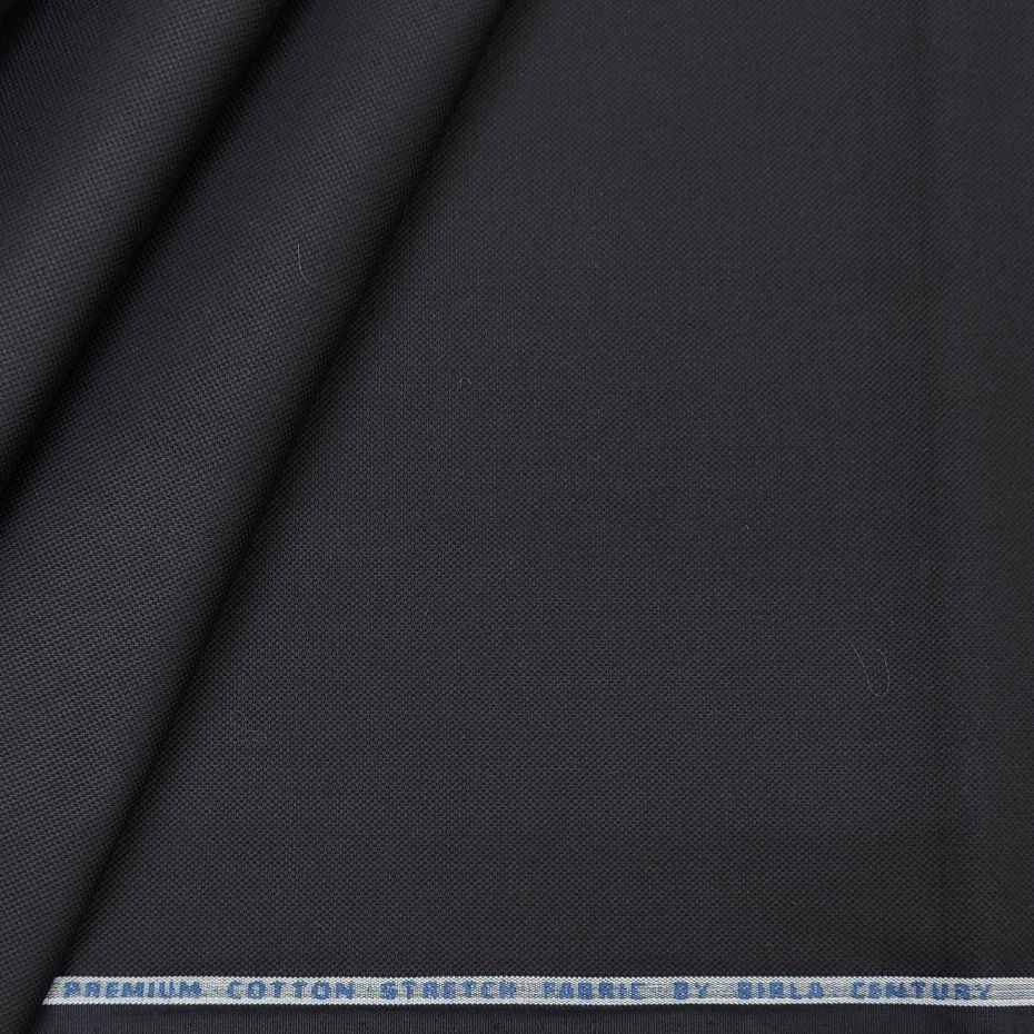 Birla Century Men's Pure Cotton Premium Stretchable Structured Trouser Fabric (Colour Black)