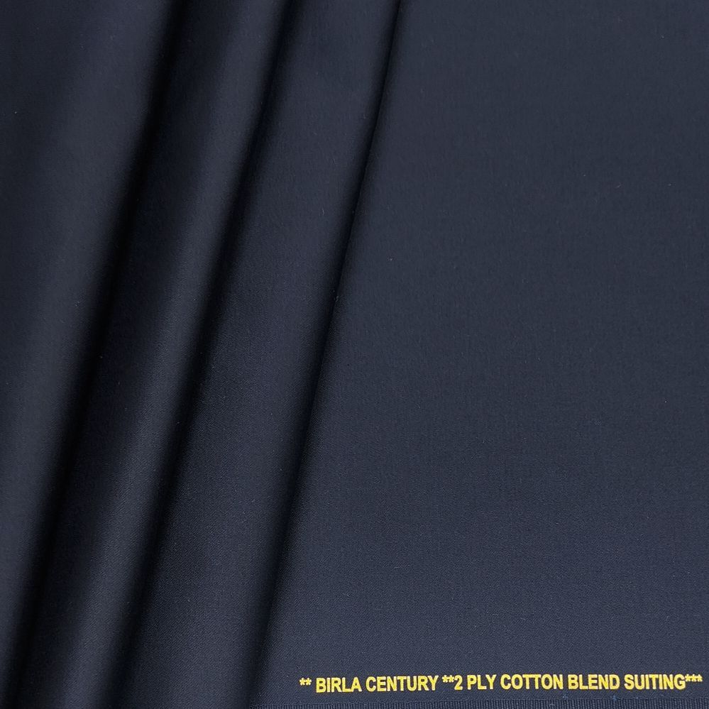 Birla Century Men's Pure Cotton Premium Stretchable Solid 2 ply Trouser Fabric (Colour Dark Blue)