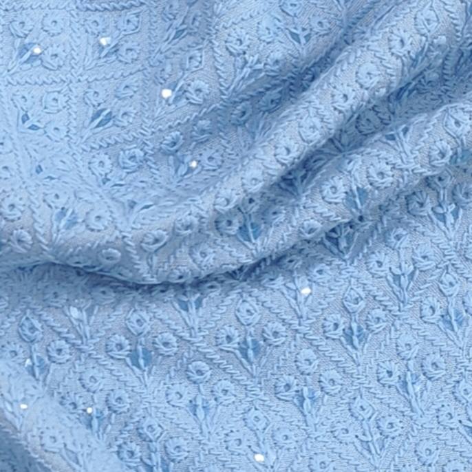 Mantire Men's Premium Chikankari Kurta Pyjama Fabric (sky Blue)
